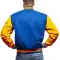 Bright Royal Blue Wool Bright Gold Leather Sleeves